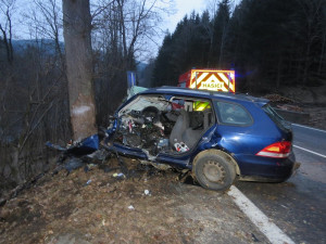 Další tragická nehoda na jihu Čech. Řidič nepřežil náraz do stromu