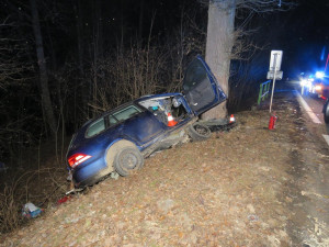 Další tragická nehoda na jihu Čech. Řidič nepřežil náraz do stromu