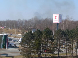 Mezi sídlišti Máj a Vltava hořelo. Hasiči oheň dostali rychle pod kontrolu