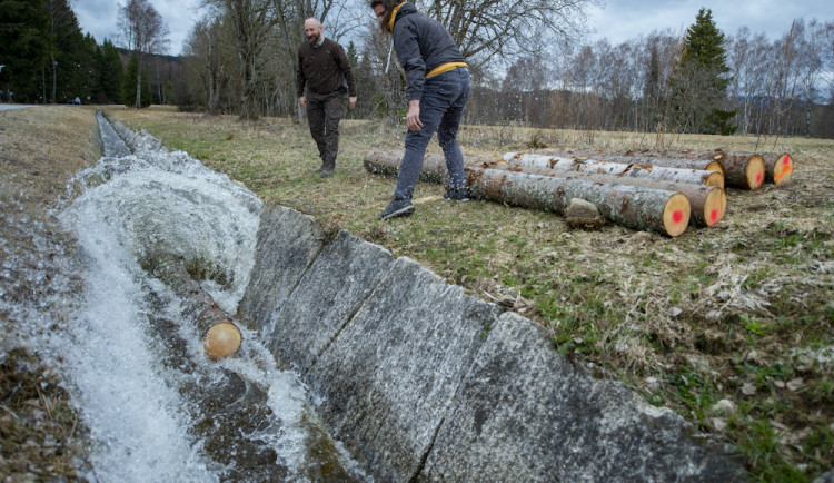 Vojenské lesy a statky dnes poprvé plavily dříví opraveným Želnavským smykem