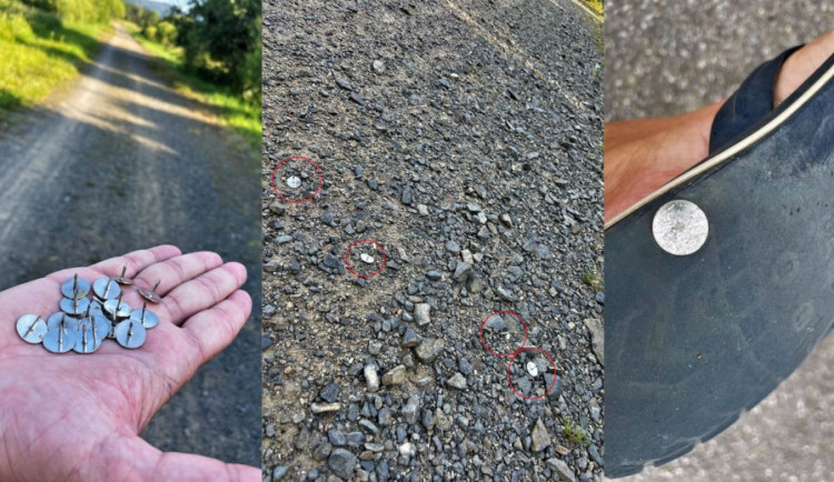 Neznámý pachatel vysypal připínáčky na frekventované šumavské cestě, ohrozil zdraví i život lidí a zvířat