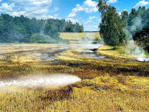 požár strniště u Oldřiše