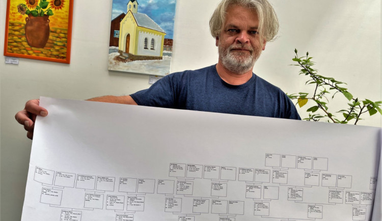 Ivan Kuba Jakubík ukazuje část rodokmene jeho rodiny