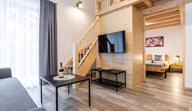 Apartmány mají různou velikost, pohodlí nabízí párům i rodinám s dětmi.