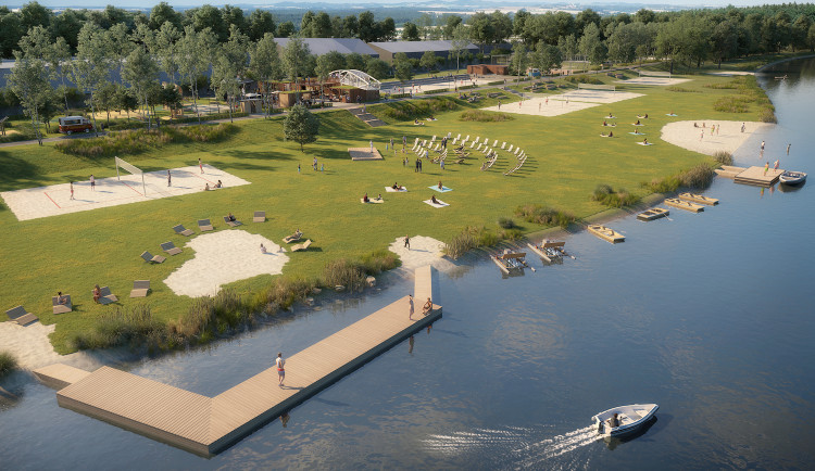 Část levého břehu Vltavy se promění na sportovně relaxační areál. Otevře se už v létě