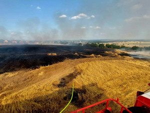 Požár pole u Radimovic u Želče.