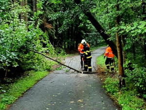 Hasiči řešili kvůli bouřkám hlavně popadané stromy. Na některých místech nejezdí vlaky