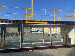 Z lodního kontejneru je mobilní galerie. Zdobí budějcké náměstí