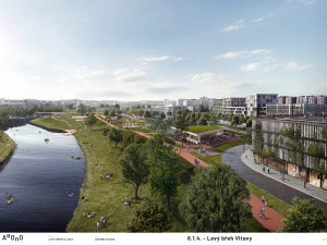 Vizualizace, které se objevily na úřední desce města, zobrazují plánovanou budoucnost levého břehu Vltavy.