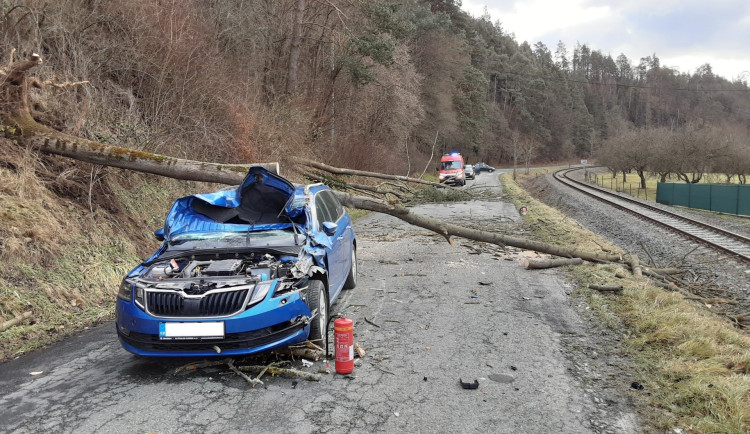 Silný vítr dnes zaměstnával hasiče, měli přes šedesát výjezdů. V Bludově vlak narazil do stromu