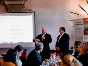 Náměstek hejtmana Jč. kraje Pavel Hroch a předseda jihočeského krajského sdružení MAS Tomáš Novák na konferenci s kolegy z Horního Rakouska