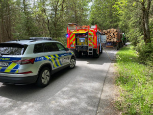U Frýdavy se srazil náklaďák se štěpkovačem. Řidiče letecky převezli do nemocnice
