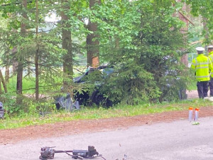 Smrtelná nehoda v Sezimově Ústí, řidič nepřežil čelní náraz do stromu