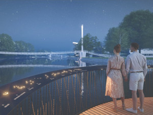 Studie ukázala možnou podobu mola v parku Háječek, posloužit by mohlo pro kotvení lodí i svatební obřady