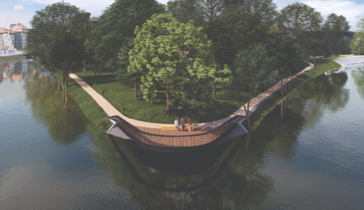 Studie ukázala možnou podobu mola v parku Háječek, posloužit by mohlo pro kotvení lodí i svatební obřady