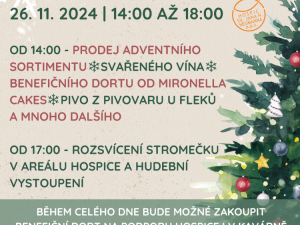 Hospici sv. Jana N. Neumanna zve na rozsvícení vánočního stromečku a benefiční jarmark