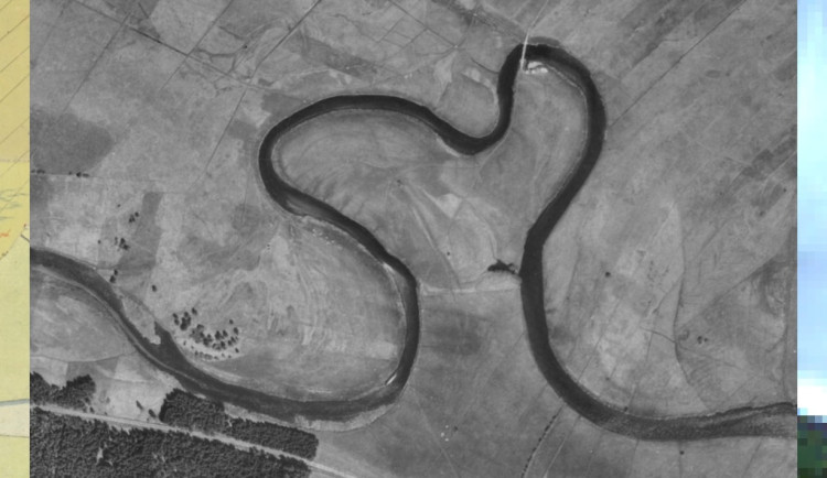 Tající led na Lipně odhalil původní koryto Vltavy ve tvaru srdce