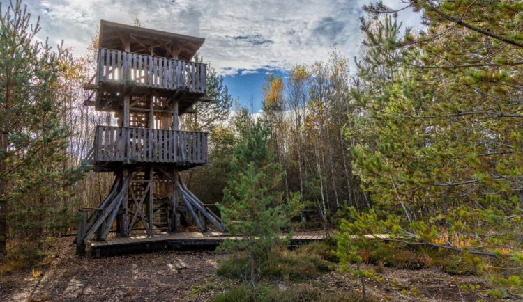 Vyhlídka na Soumarském rašeliništi je ve špatném stavu.