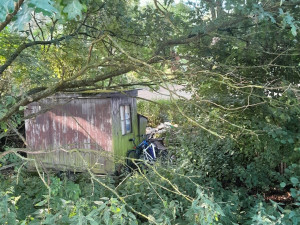 Bezdomovci obsadili starý včelín, vykázat je musela policie