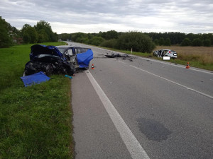 Na Českobudějovicku se srazila dvě auta, jeden člověk při nehodě zemřel