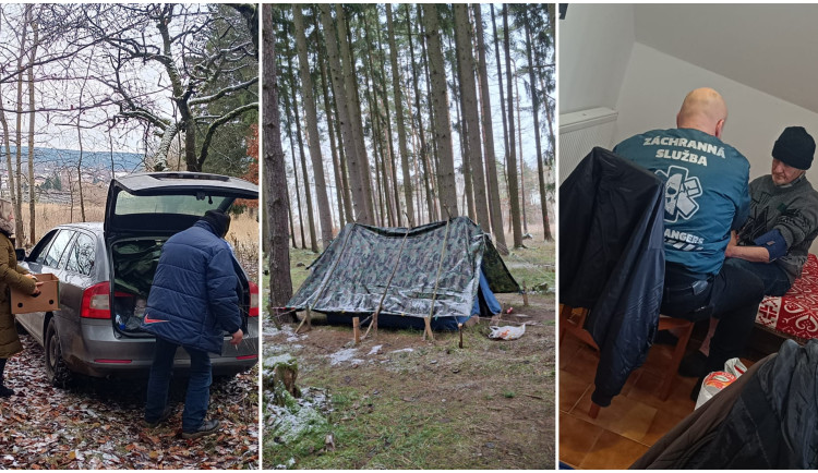 Stovky lidí se složily na pomoc seniorovi, který málem umrzl v lese pod stanem