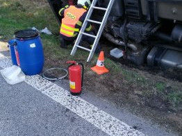Divočák způsobil nehodu u Volar. Kamion skončil v příkopu, silnice je uzavřená