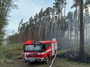 U Chrášťan hoří dva hektary lesa, hasiči vyhlásili druhý stupeň poplachu