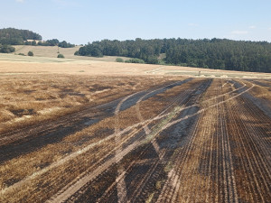 Požár pole na Strakonicku zaměstnal několik jednotek hasičů
