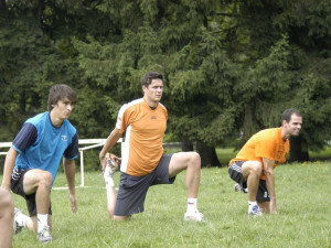 Zleva libero David Juračka, blokař Štěpán Smrčka a masér Filip Hoch