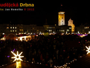 Přílet anděla na budějckém náměstí