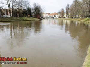 Hladina Malše v centru Budějovic