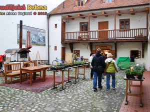 Na dvoře Domu U Beránka se prodávaly květiny