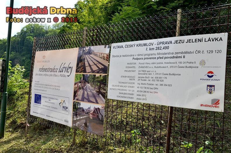 Rekonstrukce jezu Jelení lávka v Českém Krumlově - květen 2013
