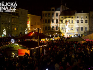 Přílet anděla na českobudějovické náměstí Přemysla Otakara II.