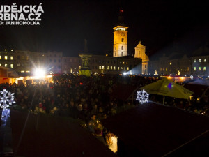 Přílet anděla na českobudějovické náměstí Přemysla Otakara II.