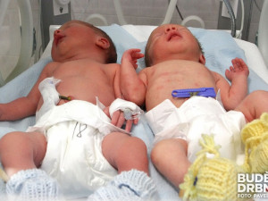 Deniel a Dominik (zprava) Fošumovi z Římova jsou prvními jihočeskými miminky roku 2014