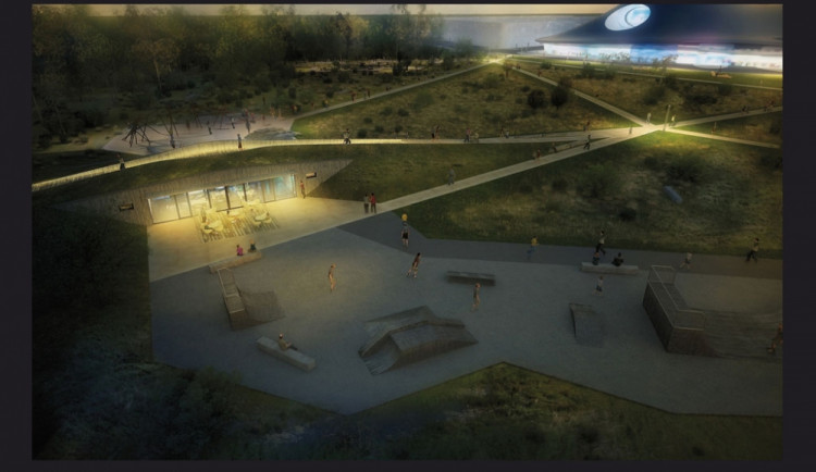 Park Čtyři Dvory tři měsíce před dokončením