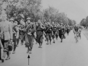 Ústup čs. vojáků ve Francii šipkou označen Josef Cikán