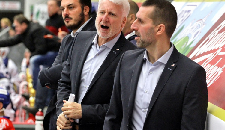 Trenérské trio Motoru. Zprava Luboš Rob, Marian Jelínek a Aleš Kotalík