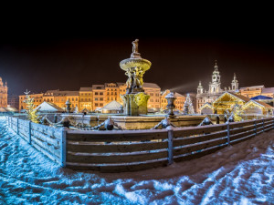 Noční České Budějovice pod sněhem 2017