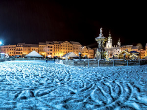 Noční České Budějovice pod sněhem 2017