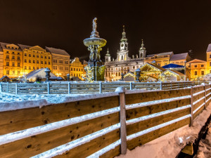 Noční České Budějovice pod sněhem 2017