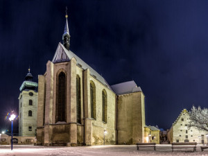 Noční České Budějovice pod sněhem 2017