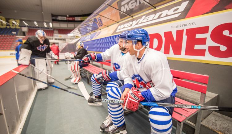 První trénink hokejistů Motoru na ledě při přípravě na sezonu 2018/2019