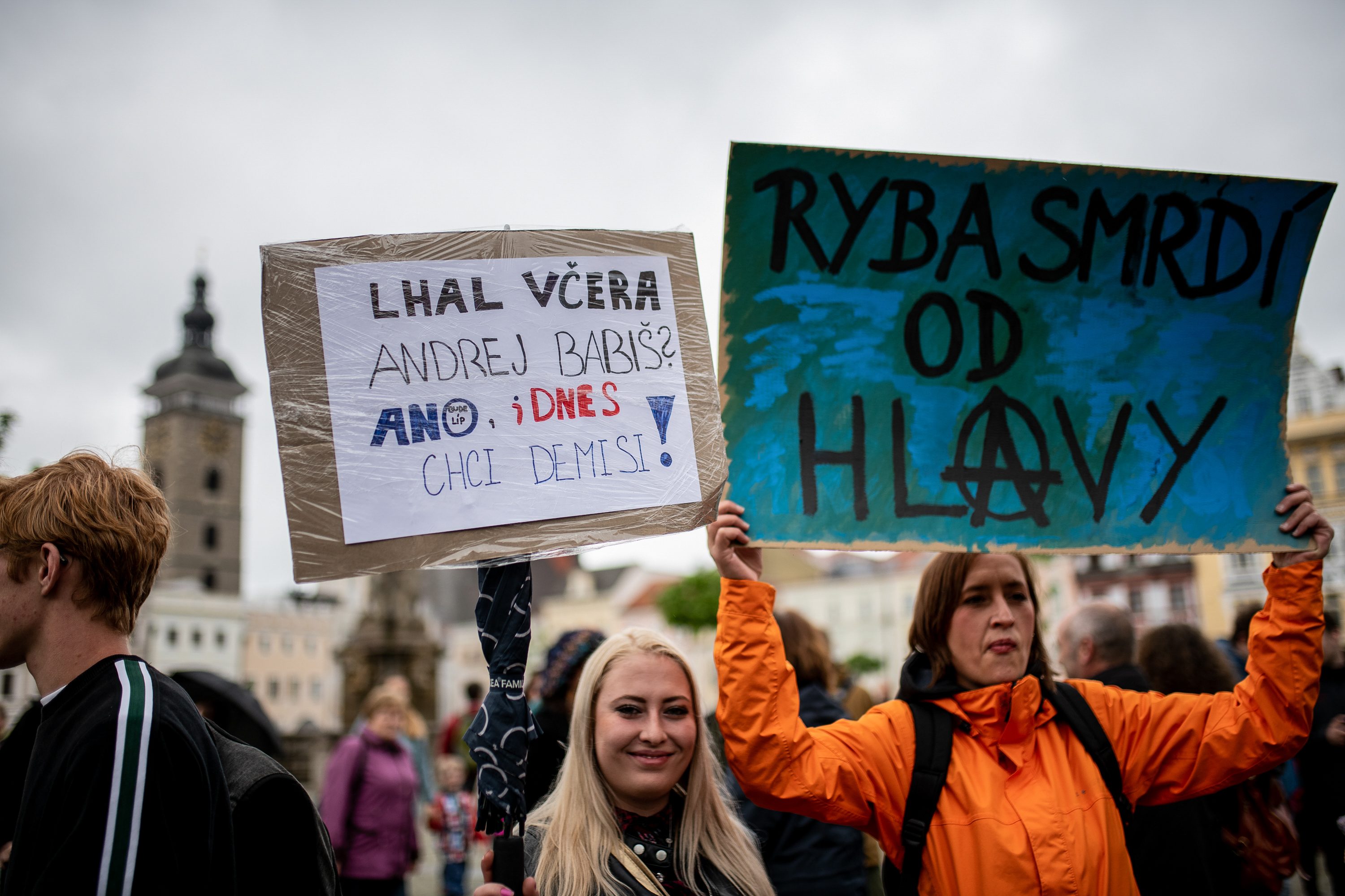Protest na budějckém náměstí