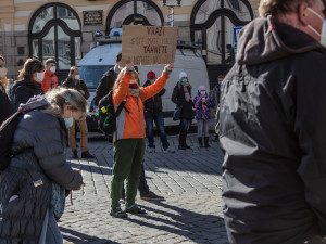 V Písku proti vládě protestovalo pět desítek lidí. Přijel i poslanec Volný