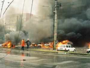 Pád stíhaček na sídliště Vltava