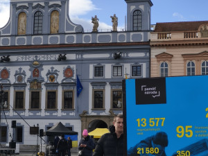 Společně za Ukrajinu. V Budějovicích si stovky lidí připomněly výročí invaze