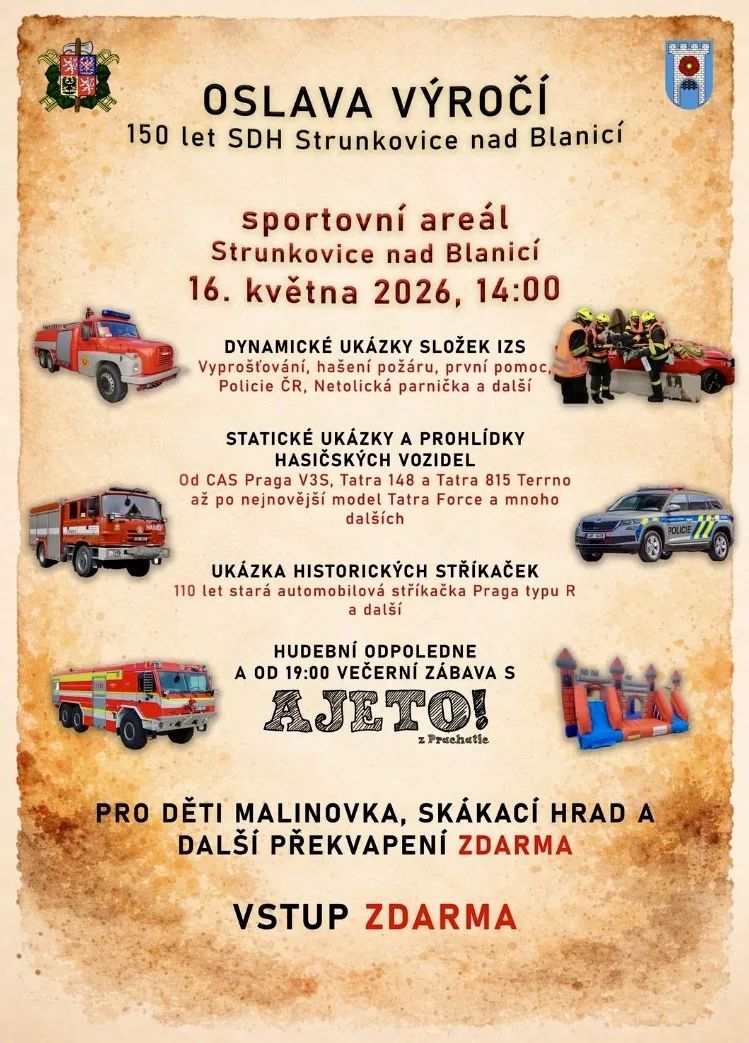Strunkovice nad Blanicí oslaví 150 let dobrovolných hasičů