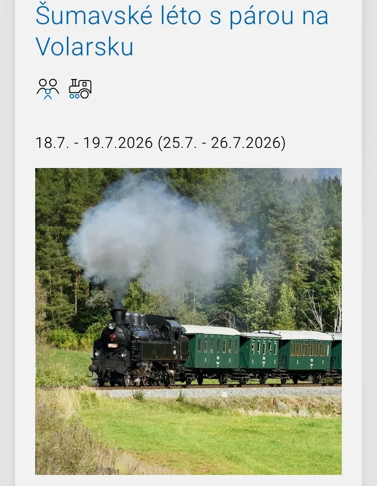 Šumavské léto s párou na Volarsku